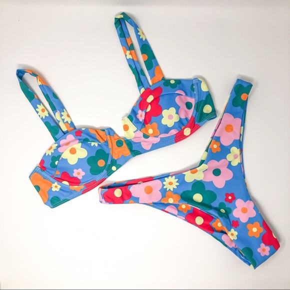 Floral Bikini | Flower Print Two Piece Swimsuit - Picture 1 of 13